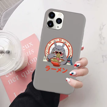 JAMULAR Mielas Animacinių filmų Makaronai Katė Telefono dėklas Skirtas iPhone 7 X 11 Pro XR XS MAX 8 6s Plius Japonijos Anime Totoro Minkštas Silikoninis Dangtelis Krepšys