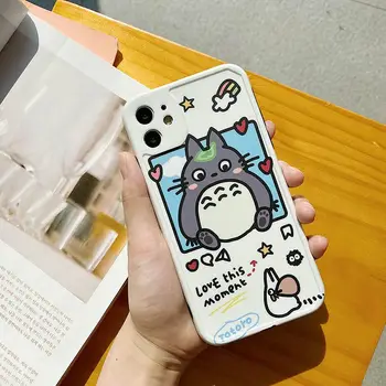 Japonija Ghibli Miyazaki Anime Mielas TOTORO geltona telefono dėklas Skirtas iPhone 11 Pro MaX XR XS Max X 8 7 plius maža mergaitė, Minkštas Viršelis