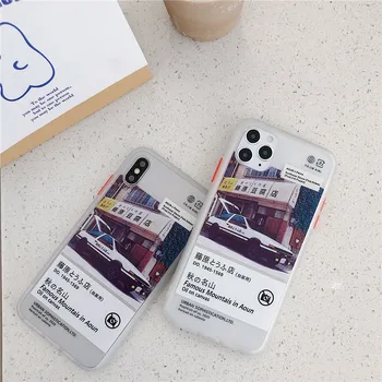 Japonija Klasikinių Komiksų Pradinė D JDM AE86 Telefono dėklas Skirtas iPhone 11 12 Pro X XR XS Max 8 7 plius Prabangos odos jaustis Matinis PC Dangtis