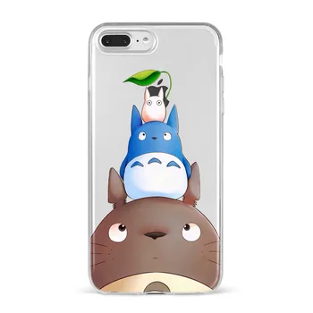Japonų Animacinių filmų Ghibli Miyazaki Totoro Telefono dėklas skirtas iPhone 7 8 6S Plus X XS 11 12 Mini Pro MAX XR Coque Suave silikono padengti