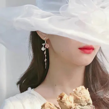 Japonų Stiliaus Cherry Blossom Kutas Lašas Auskarai Moterims Derliaus Gėlių Ilgi Auskarai Moterų 2020 M. Bižuterijos