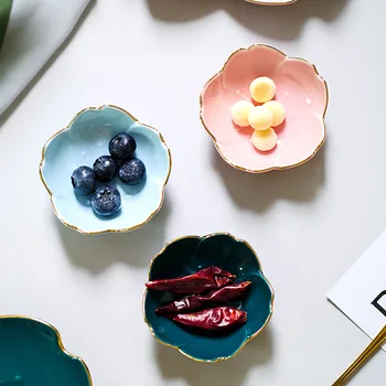 Japonų Stiliaus Keramikos Patiekalas Kūrybos Gėlių Formos Dubuo Keramikos Prieskonių Mažas Patiekalas Sakura Keramikos Patiekalų Virtuvė