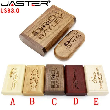 JASSTER 1PCS nemokamai logotipą USB 3.0 Flash Drive, Memory Stick+Pakavimo Dėžutė pendrive 4GB 8GB 16GB 32GB 64GB fotografijos dovana
