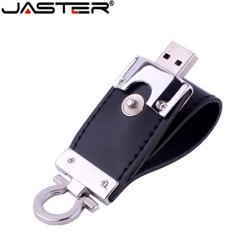 JASTER USB 2.0 1PCS nemokamai logotipą oda usb flash drive key chain pendrive 4 GB 16GB 32GB 64GB verslo memory stick dovana