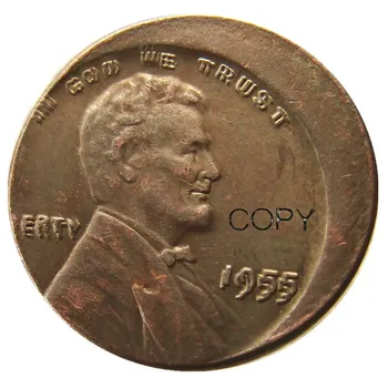 JAV 1955 Dvigubai Vienas Centas Off-Centras Klaidos Vario Monetos Kopija