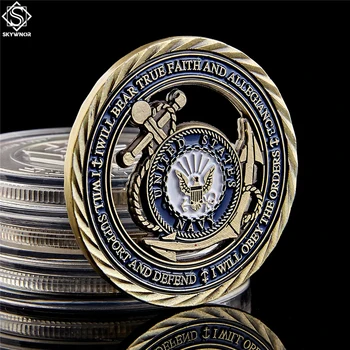 JAV karinio jūrų Laivyno Emblema Pagrindinės Vertybės Antikvariniai Vario Tuščiaviduriai Monetos Medalis Drąsos Įsipareigojimų Monetas
