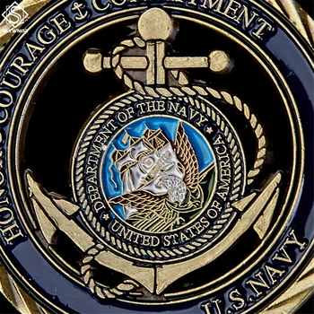 JAV karinio jūrų Laivyno Emblema Pagrindinės Vertybės Antikvariniai Vario Tuščiaviduriai Monetos Medalis Drąsos Įsipareigojimų Monetas