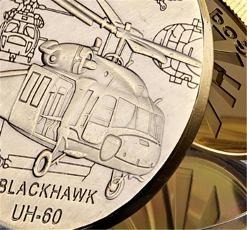 JAV Kariuomenės karinių Oro Pajėgų Ginklas Blackhawk UH-60 Sraigtasparnis Antikvariniai Bronzos Karinės Žetono Iššūkio Proginės Monetos