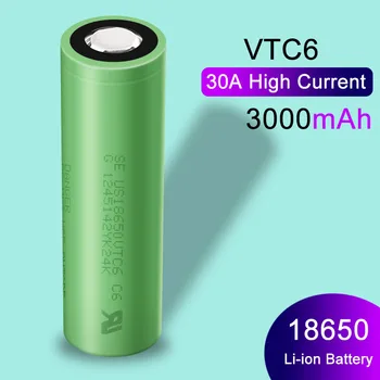 JOUYM VTC6 18650 Baterija 3000mAh, 3,7 V 30A Aukštos Srovės Išlydžio Li-Jonų Baterijas US18650VTC6 Žibintuvėlis