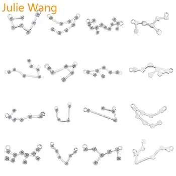 Julie Wang 12PCS White K Sumaišyti 12 Zodiako Žvaigždynų Kerai Cirkonis Lydinio Karoliai, Apyrankės Juvelyrikos Priėmimo Priedų