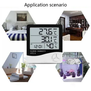 Junejour LCD Skaitmeninis Temperatūros, oro Drėgmės Matuoklis Namų Patalpų Lauko termometras su drėgmėmačiu Oro Stoties Laikrodis
