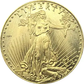 Jungtinių Amerikos Valstijų 1916 S Liberty Dvidešimt 20 Dolerių Saint Gaudens Dvigubas Erelis Su Moto In God We Trust Aukso Monetos Kopija