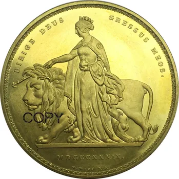 Jungtinė Karalystė Monetas 5 Svarų 1839 Victoria Una ir Liūtas Paprasto Aukso Monetų, Žalvarinių Monetų Kopijos