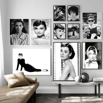 Juoda ir Balta Audrey Hepburn Plakatai Sienos Menas Drobė Mados Plakatai Brigitte Spaudinių Tapybos Nuotraukas Kambarį Namų Dekoro