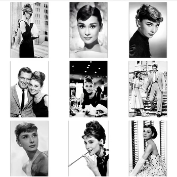 Juoda ir Balta Nuotrauka, Meno Audrey Hepburn Drobės Tapybos Šiaurės Plakatai Ir Spausdina Sienos Nuotrauka Už Kambarį Salonas Sienų Dekoras