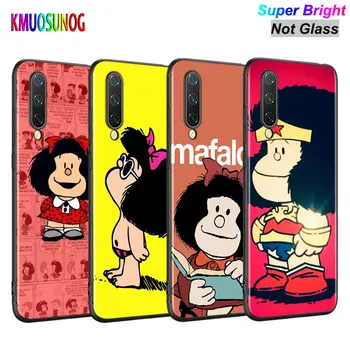 Juoda Silikono Padengti Animacinių filmų Mielas Mafalda už Xiaomi Mi A3 A2 A1 5X 6X 6 8 Lite 9 9SE CC9 F1 9T 9TPro Žaisti Telefono dėklas
