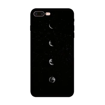 Juoda Su Balta Mėnulį, Žvaigždes, Kosmosą Astronautas Minkštas silikoninis Telefono Dangtelį Case For iPhone 5 5S SE 6 6S 7 8 Plus X XR XS Max