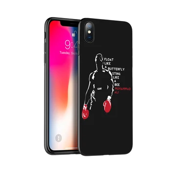 Juoda tpu case for iphone 5 5s SE 2020 6 6s 7 8 plus x 10 silicon cover for iphone XR XS 11 pro Max Muhammad Ali bokso čempionas