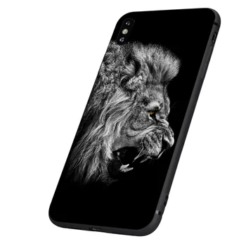 Juoda tpu case for iphone 5 5s se 6 6s 7 8 plus x 10 atveju silicon cover for iphone XR XS 11 pro MAX atveju rusijos lokys, liūtas ir tigras