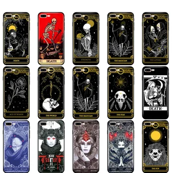 Juoda tpu case for iphone 5 5s se 6 6s 7 8 plus x 10 silicon cover for iphone XR XS 11 pro MAX atveju Mirties Taro kortos KAUKOLĖ