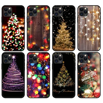 Juoda tpu case iphone 5 5s se 6 6s 7 8 plus x 10 padengti iphone XR XS 11 pro MAX atveju Tuoktis Kalėdų, Naujųjų Metų Medis