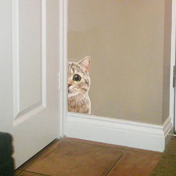 Juokinga 3D Katė, Usūriniai Pusę veido Kyšantį Siena lipdukas Meno lipdukai duris, dekoracijas, mielas gyvūnas langą lipdukai namų dekoro