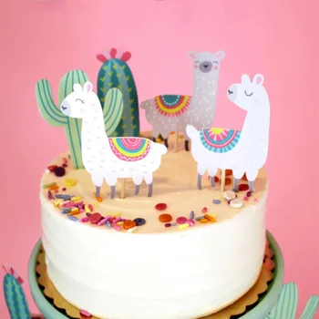 Juokinga Alpaka tortas topper namuose šalis dekoro alpaka šalies prekių vasaros gimtadienis kaktusas Lama namų dekoro torto kepimo