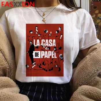 Juokinga Dizaino La Casa De Papel Marškinėliai Moterims Pinigus Heist TV Serialas Marškinėlius Namas Popieriaus Bella Ciao T-Shirt Streetwear Viršų Moteriška
