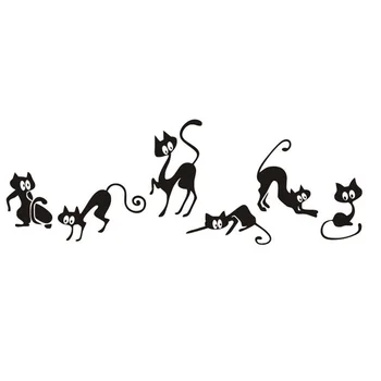 Juokinga juoda katė Siena Lipdukas gyvūnai kambarį fone namų puošybai jam prilygintą išsilavinimą Meno, Lipdukai, tapetai Juosmens linijos, lipdukų