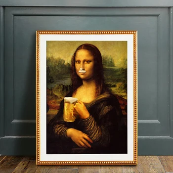 Juokinga Mona Lisa Gerti ir Rūkyti Plakatai Sienos Menas Drobė Spausdinti Nuotraukas Da Vinci Žinomų Paveikslų Namų Kambarį Dekoro