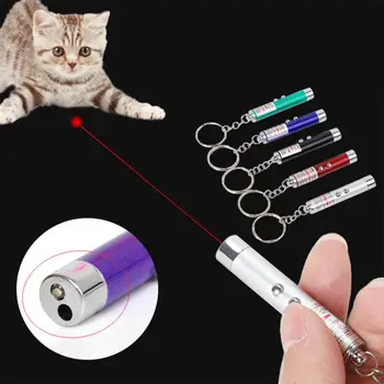 Juokingas 2-in-1 Laser Lazer Pen Žymiklį Keychain paketų prižiūrėtojų raktinę Fakelas Katė, Šuo Stick Žaislas Interaktyvus Žaislas katė Katė Prekių Kačių Žaislai
