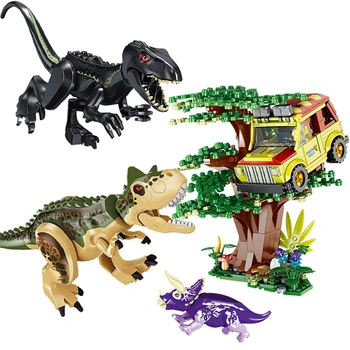 Juros periodo Pasaulyje Dinozaurų Parkas Indominus Rex Velociraptor Triceratopsas Gyvūnų Rinkiniai, Statyba Blokai figūrėlių, Žaislai Vaikams