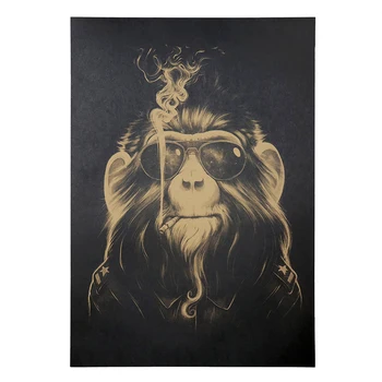 KAKLARAIŠTIS LER Rūkyti Orangutan Surinkimo Plakatas Kavinė, Barai Virtuvės Dekoro Plakatai Puošmena Derliaus Plakatas Retro Sienos Lipdukai