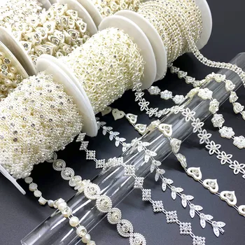 Kalnų krištolas Grandinės Crystal Pearl Juvelyrika Grandinės Siūti Apdailos Vestuvių Suknelė, Kostiumas Aplikacijos Papuošalai Padaryti DIY Priedai