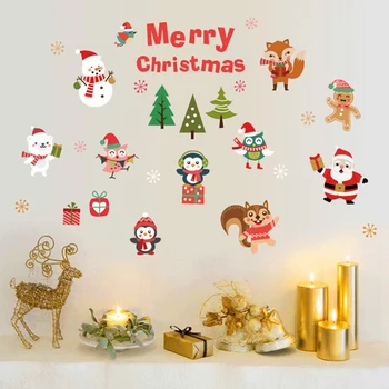 Kalėdiniai Langų Lipdukai Sniego, Kalėdų Senelio Elnių Sienų Lipdukai 2021 Naujų Metų Kalėdų Šventė Stiklo Lipdukai Namų Puošybai