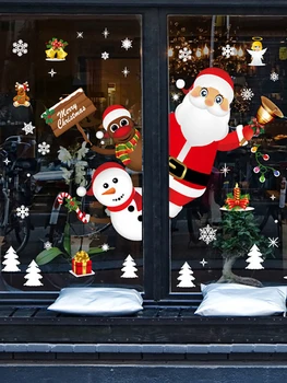 Kalėdiniai Langų Lipdukai Sniego, Kalėdų Senelio Elnių Sienų Lipdukai 2021 Naujų Metų Kalėdų Šventė Stiklo Lipdukai Namų Puošybai