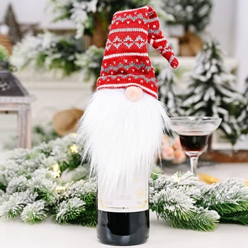 Kalėdinis Vyno Butelis Padengti Krepšiai Santa Claus Vyno Butelio Dangtelį Dovanų Maišelis Kalėdų Vakarienę Kalėdų Stalo Dekoras Linksmų Kalėdų