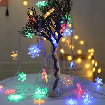 Kalėdų 1M 10 LED Snaigių Girliandą String Žibintai Naujųjų Metų LED Reikmenys, papuošalai Kalėdų Eglutė Dekoras Navidad 