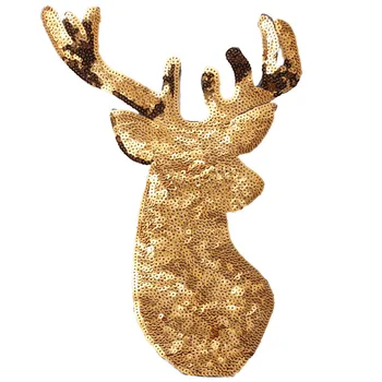 Kalėdų Dekoracijas Briedžių Aukso Elnias China Siuvinėjimas, Aplikacijos geležies pleistrai Audinio Lipdukai, Emblemos Drabužių Siuvimo Pleistras