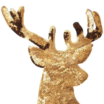 Kalėdų Dekoracijas Briedžių Aukso Elnias China Siuvinėjimas, Aplikacijos geležies pleistrai Audinio Lipdukai, Emblemos Drabužių Siuvimo Pleistras