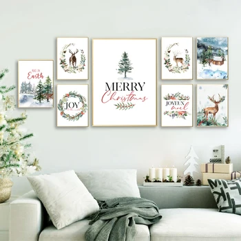 Kalėdų Dekoro Plakatas Drobės Tapybos Šiaurės šalių Sienos Menas, Plakatų ir Spausdina Kambarį Miegamojo Puošimas