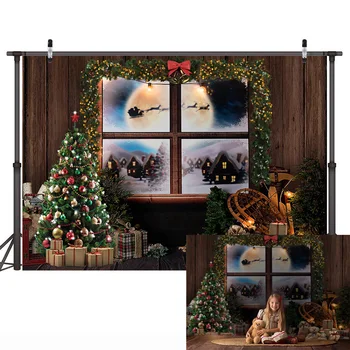 Kalėdų Fotografijos Fonas Windows Židinys Photocall Žiemos Sniego, Portreto Fonas, Foto Studija Kalėdų Eglutė Dovanų Žaislas
