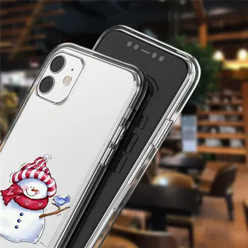 Kalėdų, Naujųjų Metų Dovanos Briedžių Sniego Telefono dėklas Skirtas iPhone 11 12 Mini Pro X XR XS Max 8 7 6 6s Plius 5 5s SE 2020 Santa Minkštas Viršelis