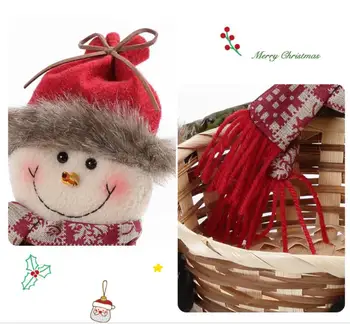 Kalėdų Rankomis austi Karamelinį Vytelių Krepšys Dovanų Pakavimo Dėžutės Mielas Animacinių filmų Kalėdų Senelis Vaisių Krepšį, Sniego Briedžių Lėlės Kalėdų Dekoro