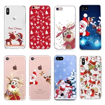 Kalėdų Telefono dėklas Skirtas iphone 11 Pro XR XS Max 7 8 Plius 6 6S 5 5S SE 2020 SE 2 Santa Claus Sniego Minkšto Silikono Padengti Atveju