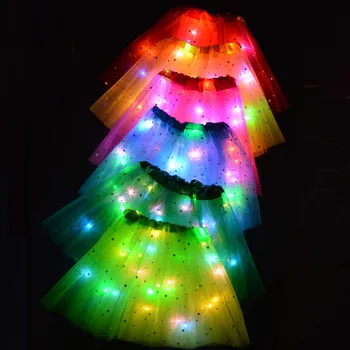 Kalėdų Vaikams Star LED Tutu Šviesos Sijonas Princesė Šalies Tiulio Pettiskirt Baleto Gimtadienio Dovana Elf Kostiumas Vestuvių Gėlių Mergaičių