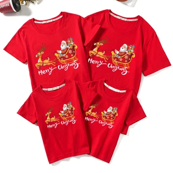 Kalėdų Šeimos T-shirt Animacinių filmų Spausdinti Medvilnės Drabužius Šeimos Atitikimo Komplektus Tėvas, Motina, Sūnus, Dukra, T-shirt
