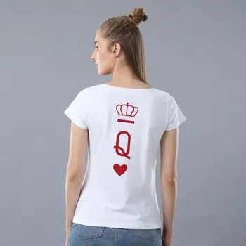 KARALIUS ir KARALIENĖ Princesė marškinėliai Moterims, vyrams, crown spausdinti madinga t-shirt Atsitiktinis Pora Meilužis marškinėliai femme harajuku vasaros viršūnes Grafinis tee
