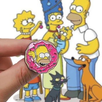 Karikatūros Homeras Smeigtukai MEME 90s TV Šou Animacinių filmų Sagės Lisa Marge Homeras Atvartas smeigtukai Džinsinio audinio striukės, Kuprinės, Aksesuarai