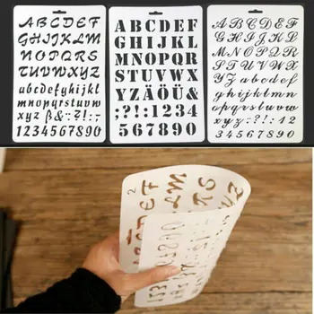 KARŠTO Abėcėlės raidė trafaretas plonas plastikinis raidžių ir skaičių dažų meno amatų Dovana